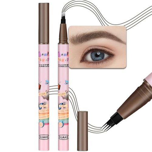 Eyebrow Pencil Kit, 2 Pencils, Shading Powder, Brush, Shinin Liquid, Brown (Grey Brown, 2pcs)