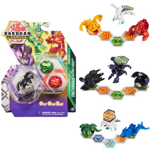 Bakugan Legends Starter Pack 3-Pack, Sairus Ultra with Auxillataur and Cycloid, Collectible Action Figures, Ages 6 and Up