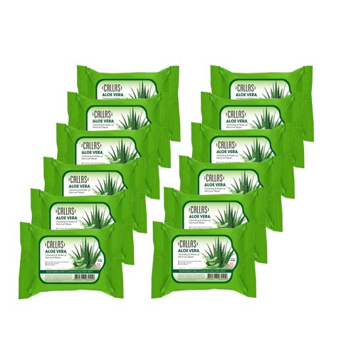 Callas Cleansing, Makeup Remover Wipes (30 Count x 12 Pack) (Aloe Vera)