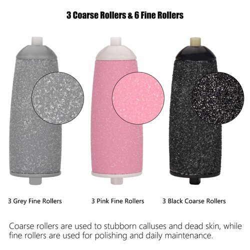 9 Pack Replacement Rollers Extra Coarse Rollers for Feet Roller Refill Heads Compatible with Finishing Touch Flawless Pedi Electric Tool File
