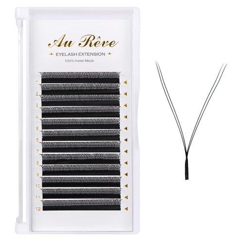 Y Lashes Extensions YY Lash Extensions D Curl 0.07mm 11mm Mix Tray Y Shape 4D Volume Premade Fan Lashes Matte Black Easy Fans Lashes Professional Use YY Lash (YY-0.07-D, 11mm)