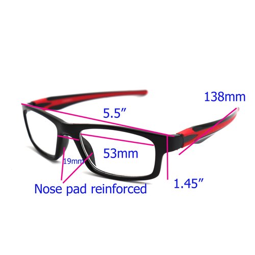 ColorViper Sports Double Injection Readers Flexie Reading Glasses (RED, +1.75)
