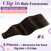 LaaVoo Hair Extensions Clip ins Human Hair Brown Clip in Extensions Real Human Hair Dark Brown Hair Extensions Real Human Hair Clip in for Short Hair Double Weft 12 Inch 5pcs 80g