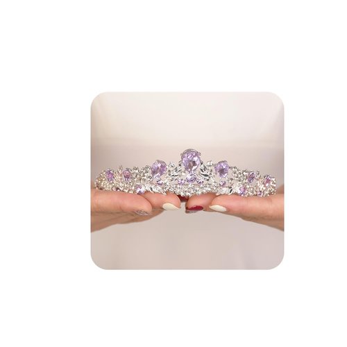 JWICOS Wedding Tiara for Women and Brides Princess Crowns and Tiaras for Bride Rhinestone Birthday Crown Headband Crystal Costume Party Prom Tiara Hair Accessories (Purple)