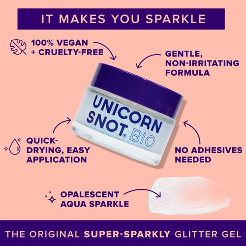 Unicorn Snot Face & Body Glitter Gel - Cosmetic-Grade Holographic Glitter - Stocking Stuffers for Women, Gifts for Teen Girls - Safe for Face, Easy Application & Removal - Aqua Glitter, 1.7oz (Galaxy)