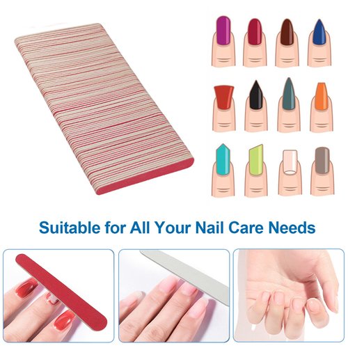 mini Nail Files (100 Pack), 180/240 Grit Wooden Emery Board Nail File Double Sided Small Wood Emory Fingernail Files for Natural Nails Professional Reusable Manicure Pedicure