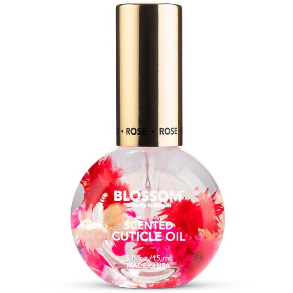 Blossom Scented Cuticle Oil, Infused with Real Flowers, Hydrating, Moisturizing, Strengthening, Made in USA, 0.5 fl. oz, Rose
