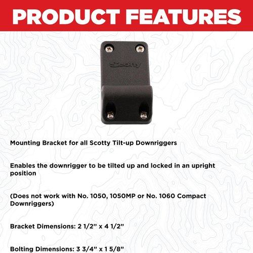 Scotty #1023 Mounting Bracket for Scotty Downrigger Models 1080 - 1116,BLACK, Small