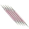 KATEOII 5PCS 2WAY Dotting Tool Nail Art Brushes, Dotting Brush For Gel Nails, Nail Painting Brush Nail Drawing Brush, Manicure Brush Acrylic Nail Brush (METAL Pink 5PK)