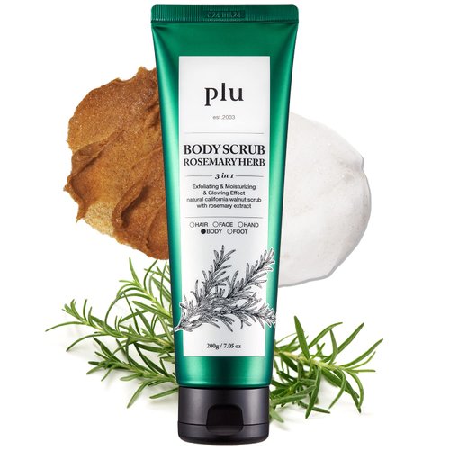 PLU Original Walnut Body Scrub Polish - Rosemary Herb - Exfoliating &amp; Moisturizing &amp; Glow - for A...