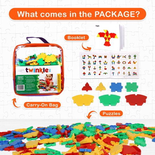 Twinkle Me Interlocking Puzzle Toy | Big Pieces |Great for Occupational Therapy and Fine Motor Skill Development | Build STEM Skills at Home |Car Road Trip Pocket Game | Ages 3 and up |Toddler Fun