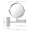 OVENTE 7" Wall Mount Makeup Mirror, 1X & 7X Magnifier, Adjustable Spinning Double Sided Round Reflection, Extend, Retractable & Folding Arm, Bathroom & Vanity Décor, Nickel Brushed MNLFW70BR1X7X