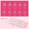 Quaferen Clear Stiletto Nail Tips, 500PCS Half Cover Soft Gel Nail Tips Medium Stiletto False Nails Almond Shape Curved Nail Tips for Acrylic Nails Salon Home DIY with Box 10Sizes