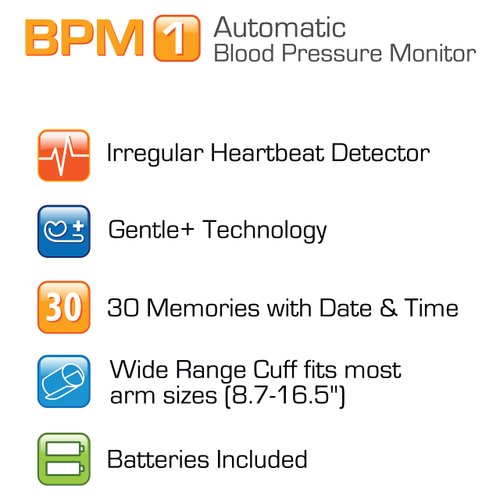 Microlife BPM1 Automatic Blood Pressure Monitor, Upper Arm Cuff, Digital Blood Pressure Machine, Stores Up to 30 Readings