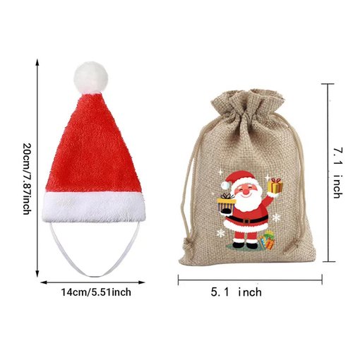 Beiabang 6 Pcs Dog Cat Pet Santa Hat Christmas Pet Costumes Santa Hat Pet Christmas Photo Props for Puppy Kitten Small Cats Dogs