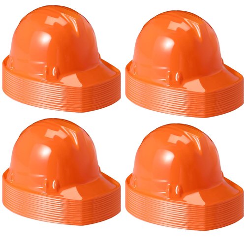 Sumind 48 Packs Party Construction Hats Kids Worker Soft Plastic Hat Age for 3 4 5 6 7 8 Kids Dress up Birthday Supplies(Orange)