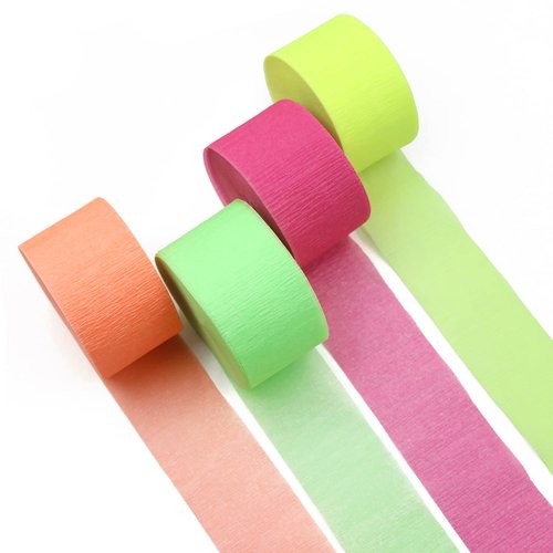 840feet Blacklight Party Streamer Decorations 8 Rolls Glow Crepe Paper UV Reactive Fluorescent Neon Paper Streamers Glow Party Supplies and Decorations for Wedding, Birthday, Neon Party, Fiesta Party