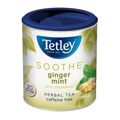 Tetley Soothe GingerMint With Lemongrass Herbal Tea Caffeine Free 20 Tea Bags