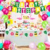 Hawaiian Flamingo Aloha Birthday Party Decorations Pack for Luau Summer Pool Aloha Tropical Pineapple Beach Themed Bday Party Supplies - Includes Glitter Cake Topper Banners and Balloons