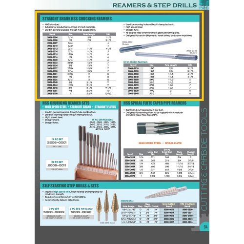 HHIP 2006-3020 5/16" High Speed Steel Straight Shank Chucking Reamer, 1-1/2" Flute Length, 6" Overall Length, 5/16"