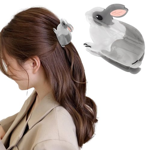 Hapdoo Rabbit Hair Clip, Cute Bunny Animal Hair Claw Clip for Women Girls, Acetate Funny Farm Hai...