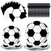 96PCS Soccer Party Supplies Football Birthday Party Tableware Sets Includes Soccer Theme Paper Plates Napkins Forks for Birthday Party World Cup Serves 24 Guests