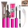 Jutqut Waterproof Tinted Brow Gel Kit-Brown Tint Thickening Eyebrow Mascara Gel & Clear Setting Brow Glue, Brow Lift Fast Sculpt, Extreme Hold Eyebrow Gel Long Lasting Eye Makeup for Women