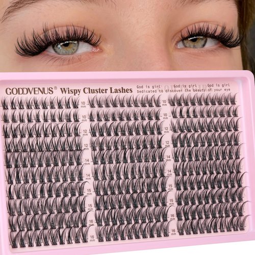 Goddvenus Eyelash Clusters Wispy Lash Clusters Natural 300pcs Lashes Clusters 10-16mm DIY Cluster Eyelash Extensions C Curl Individual Lashes Cluster Eyelashes Clusters for DIY Lash Extension