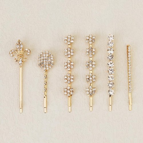 6Pcs Rhinestone Hair Clips, Crystal Bobby Hair Pins, Decorative Rhinestone Hair Barrettes for Wedding, Elegant Metal Hairpin Hair Accessories Headwear Styling Tools, Present for Women Girls