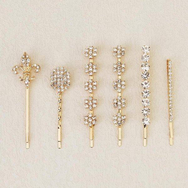 6Pcs Rhinestone Hair Clips, Crystal Bobby Hair Pins, Decorative Rhinestone Hair Barrettes for Wedding, Elegant Metal Hairpin Hair Accessories Headwear Styling Tools, Present for Women Girls