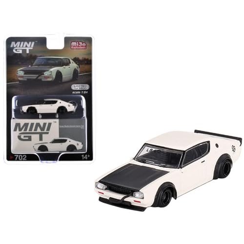 Skyline Kenmeri Liberty Walk RHD (Right Hand Drive) White with Matt Black Hood Limited Edition to 9600 Pieces Worldwide 1/64 Diecast Model Car by Mini GT MGT00702