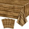 QUERICKY 4 Pack Western Party Tablecloths, 54x87'' Western Party Table Cover Plastic Disposable Wild West Wooden House Barn Door Table Covers for Western Themed Party Kids Birthday Party Decorations