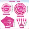 durony 96 Pieces Let's Go Party Supplies Serve 24 Guests Hot Pink Birthday Party Plates Disposable Paper Napkins Forks Bachelorette Decorations for Birthday Disco Pink Girl Party Decorations