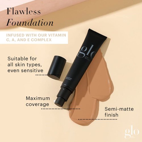 Glo Skin Beauty Satin Cream Foundation Makeup for Face, Cocoa Light - Full Coverage, Semi Matte Finish, Conceal Blemishes & Even Skin Tone