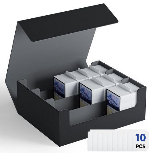 ZLCA Card Storage Box for MTG PTCG, Commander Deck Box Holds 1800+ Cards, Card Storage Case, Card Organizer for TCG Sport Cards(Black)