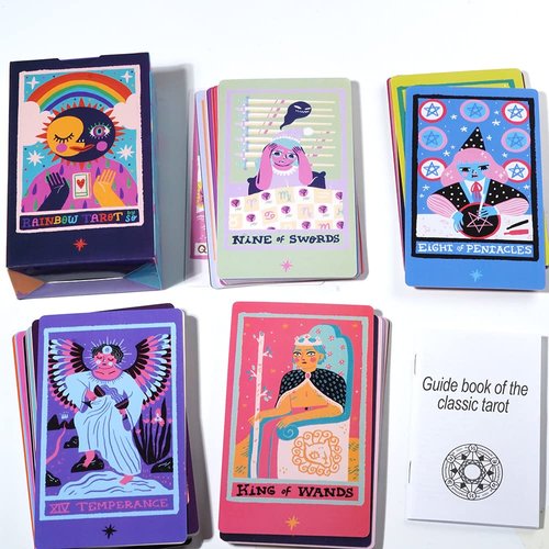 Atesswy Embrace The Colors of The Rainbow with Our Vibrant Queer Tarot Deck, 80 Standard Tarot Cards (All The Tarot Plus 2 Extras), Size: 4.75" x 2.75" / 12cm x 7cm