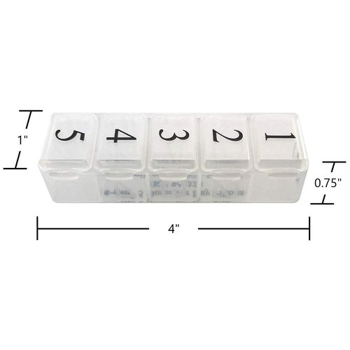 e-Pill 5 Times A Day Pill Organizer, Vitamin and Medicine Pill Box - Clear