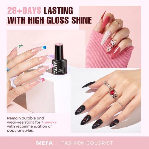 MEFA 56 Pcs Gel Nail Polish Kit with U V Light, 32 Colors All Seasons Soak Off Gel Polish Nail Set with Matte/Glossy Base Top Coat Essential Manicure Tools Nails Art DIY Christmas Gifts for Women
