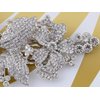 Alilang Silvery Tone Crystal Rhinestone Flower Leaf Bridal Long Hair Comb