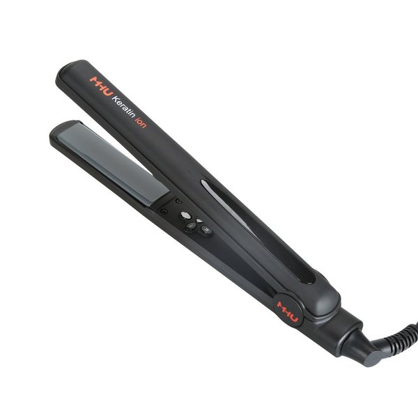 MHU Professional 1 Inch Keratin Ion Flat Iron Tourmaline Ceramic Hair Straightener Instant Heat Up Auto Shut-Off Adjustable Temperature with LED Display Black (285°F-450°F)