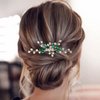 BETITETO Green Bridal Hair Comb Small Wedding White Emerald Crystal Silver Vine Hair Piece Accessories for Women Girls