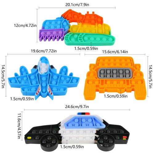 Aunifun 4 Pack Push Pop Bubble Sensory Fidget Toys, Simple Fidget Toy Pack Bubble Popper Silicone Squeeze Toy Stress Relief Hand Toys Party Favors