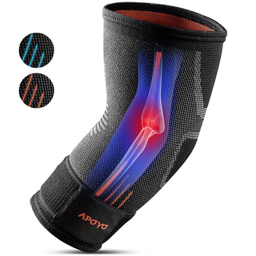 APOYO Elbow Brace for Tendonitis and Tennis Elbow, Compression Sleeve for Arthritis, Workouts, Reduce Joint Pain During Fitness Activity (Medium)
