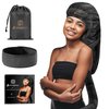 Bonnet Hair Dryer Attachment - Bonnet Hood Dryer with Headband That Reduces Heat Around Ears and Neck, Use for Hair Styling, Hair Drying, Curling and Deep Conditioning (Extended Version, Black)