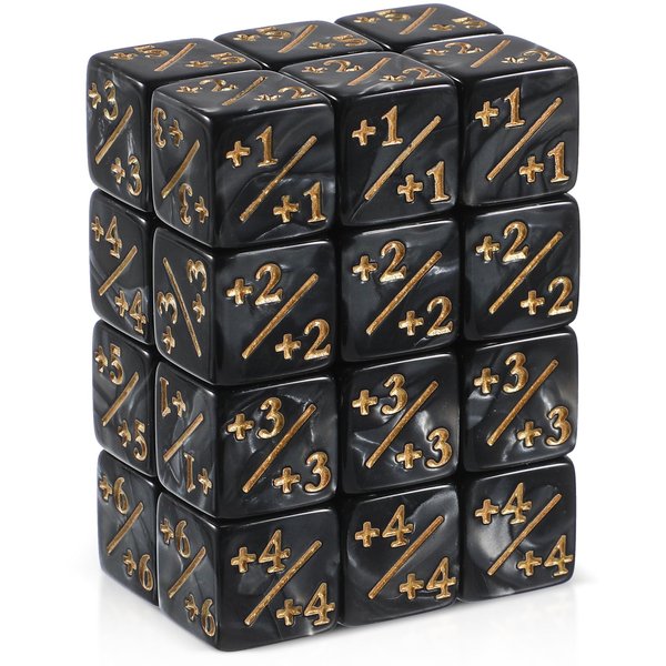 Gadpiparty 24 Pcs Dice Counters Token Dice Acrylic D6 Dice Loyalty Dice Compatible with MTG, CCG, Card Gaming Accessory for Kids Learning Toys Black