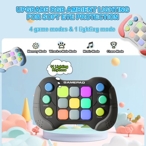 YouJabz Upgraded Flashing Handheld Game for Kids, Fast Push Fidget Game Toy, Quick Push Light Up Fidget Electronic Game Console for Teens, Christmas Birthday Gifts for 3-12 Year Old Boys Girls