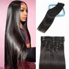 LORIEN Clip in Hair Extensions Real Human Hair, 16 Inch 90g, 1B Natural Black, Clip in 100% Brazilian Remy Human Hair Extensions 8pcs Per Set with 18 Clips Double Weft