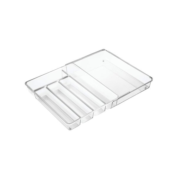 iDesign Linus Expandable Kitchen Drawer Organizer for Silverware, Spatulas, Gadgets - Clear