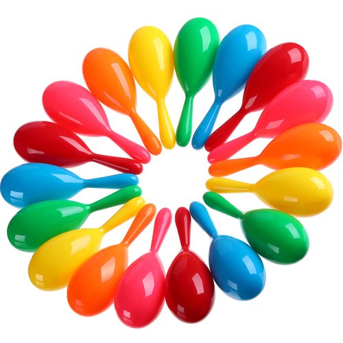 HESTYA 30 Pieces Maracas Colorful Maracas Fiesta Maracas Plastic Maracas Pool Toys Noise-Making Toys for Party Favors or Musical Instruments, 6 Colors