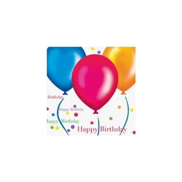 Creative Converting 18 Count Happy Birthday Balloons Lunch Napkins, Blue/Red/Orange